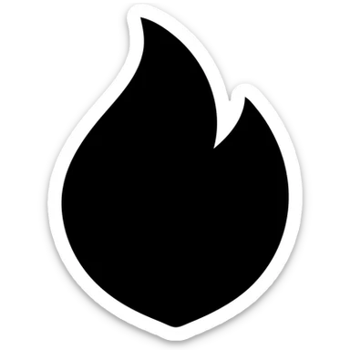 abstract flame shape, geometric, solid black fill icon sticker