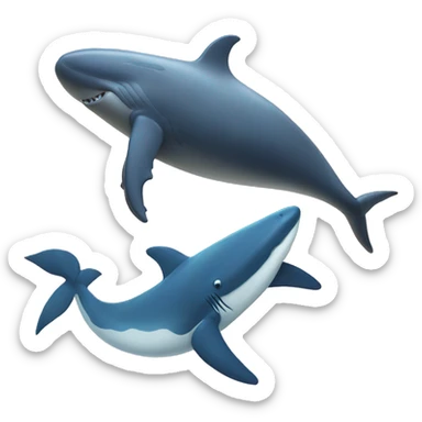 One Big Whale and a smaller shark sticker