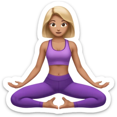 	A woman in purple leggings and top lifting her chest in cobra pose, glowing sunset background, relaxed atmosphere. sticker