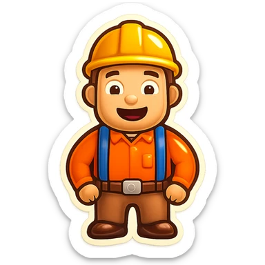 Add a shirt and trousers to the average build man emoji, keep the style and happy expression, no background. sticker
