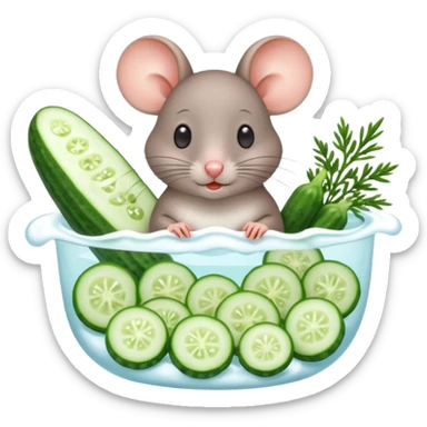 The mouse is bathing in okroshka. sticker