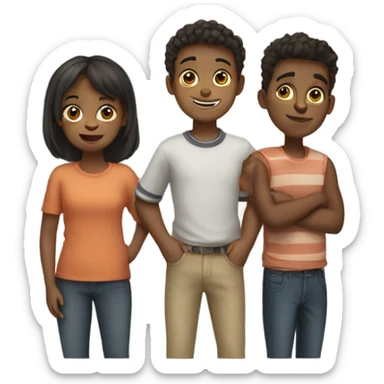 3 boys and 1 girl sticker