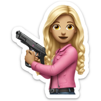 realistic blonde girl holding a pink gun sticker