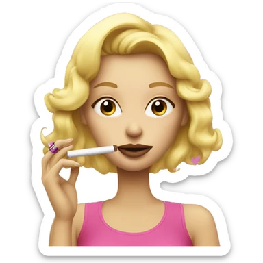 blonde girl smoking vape pink sticker