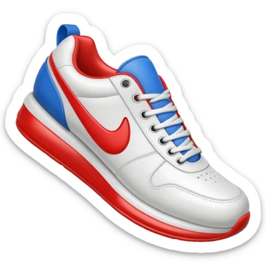3D Apple-style emoji of a sneaker pressing down on the ground, showing the sole clearly. Rounded, glossy, smooth, soft shadows, white background. sticker