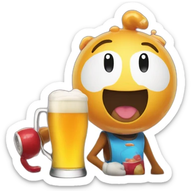 Gumball from The Amazing World of Gumball drink a beer sticker