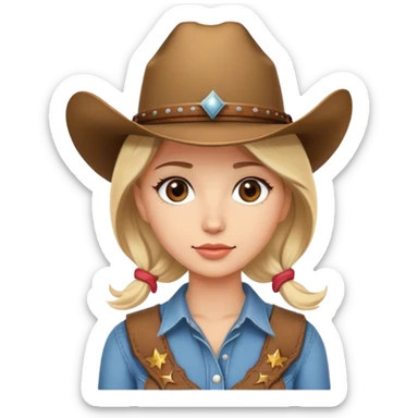 Short Blond woman with cowboy hat, brown eyes sticker