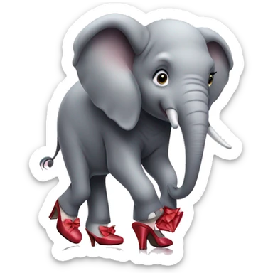 an elephant with high heels in a dress wearing very high heels sticker