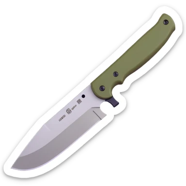 tactical bushcraft knife with olive green handle sticker