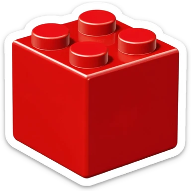 had drawn 2x2 red lego brick viewed from theside sticker