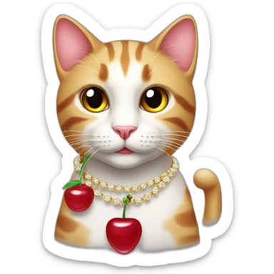 cat with cherry jewelery sticker
