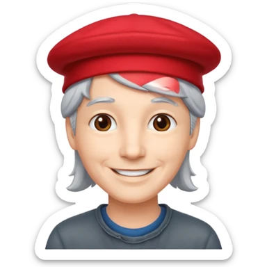 Red hat grayhair sticker