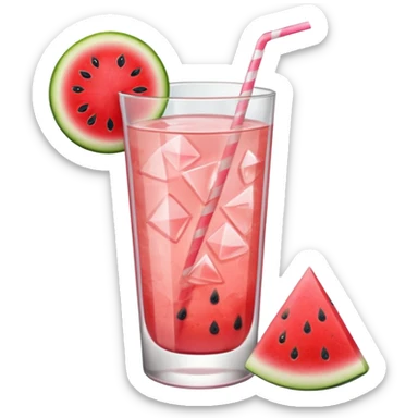 very light pink lemonade in glass with triangle chunk of watermelon on rim no straw sticker