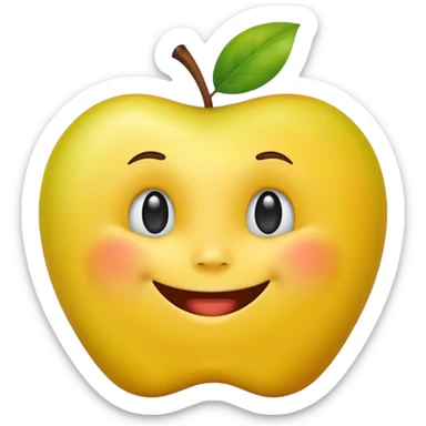 create an apple like yellow emoji that looks teally relaxed and smiles more on one site than another sticker