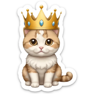 Scottish fold ears kitten with crown queen  sticker