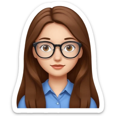 Beautiful girl with long brown hair and glasses sticker