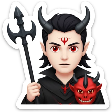 satan holding trident sticker