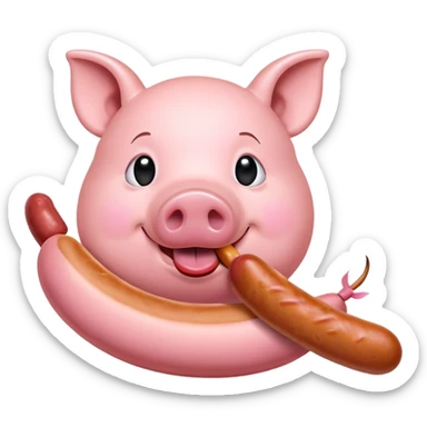 pig eat a sausages  sticker