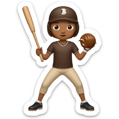 Un palo con patas,manos,ojos,boca y un bate en su mano sticker