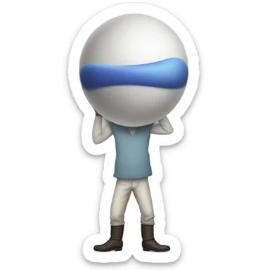 a large long thing with 2 spheres below and a person  sticker