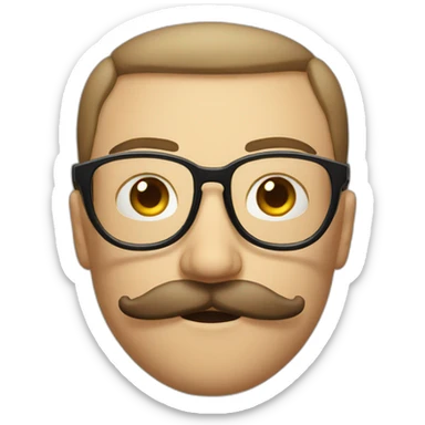 glasses and mustache man with a judgmental facial manifestation sticker