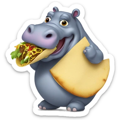 Hippo eating tacos  sticker