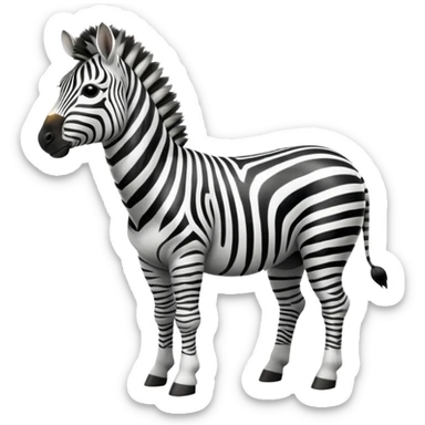 A full-body zebra standing and facing forward with a happy expression sticker