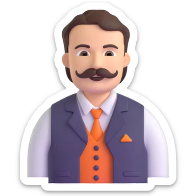The neighbor character from Hello Neighbor game with mustache and vest sticker