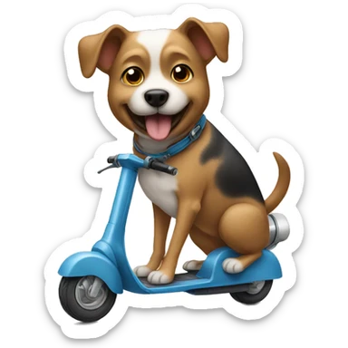dog riding a scooter sticker