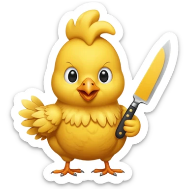 little chicken holding knive sticker