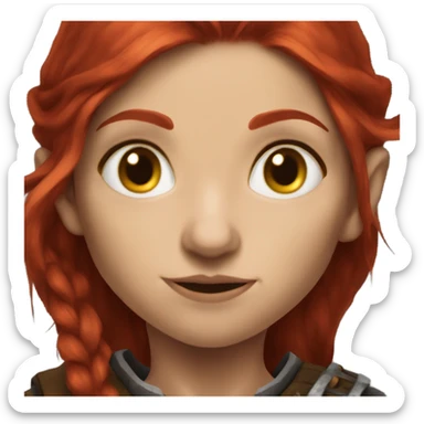 Fantasy female rogue halfling with red hair and rat sticker
