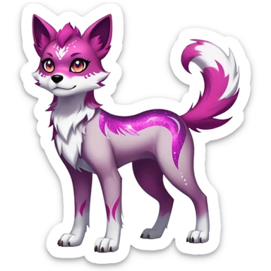 Dark Vibrant edgy badass cool Falvie-Fionbri-creature-sparkle-canine-fursona, full body, with random markings sticker