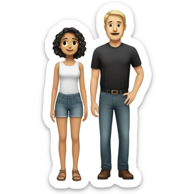 tall white man with short mexican girl sticker