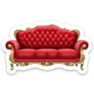 Vintage velvet red sofa with rhinestones buttons sticker