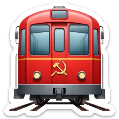 USSR metro train with hammer and sickle on the front sticker