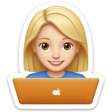 girl use laptop sticker