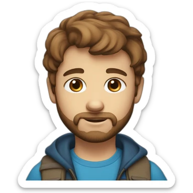 gazing blue-eyed boy with brown short hair and beard  sticker
