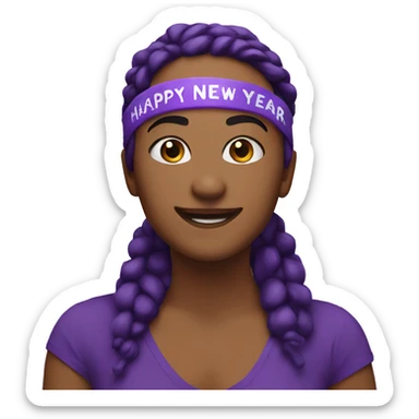 Happy New year purple headband  sticker