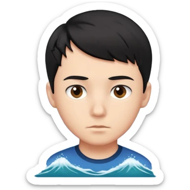 boy with short black hair, ocean, air, perfectionist sticker