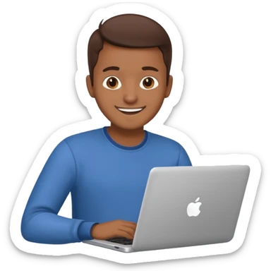 software engineer, casual wear, slightly brown skinned, with a laptop sticker