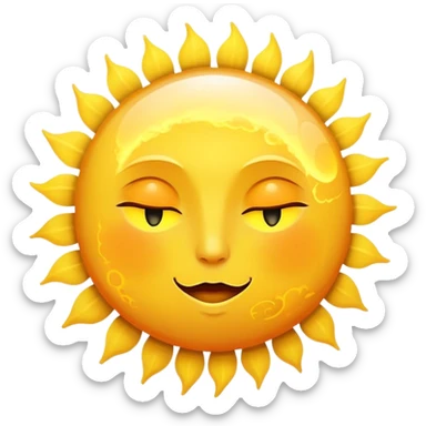 big sun with small tiny yellow moon beside it sticker