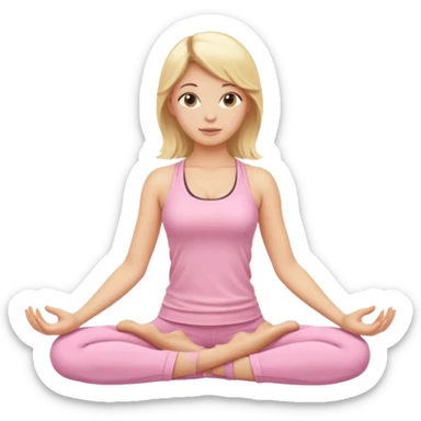 blonde yoga girl light pink clothes n sticker