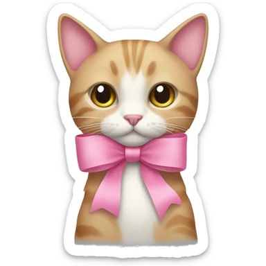 Cat with a pink bow sticker