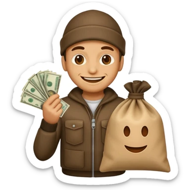 Robber emoji holding a bag of money sticker