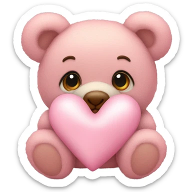 Light pink heart with a teddy bear sticker