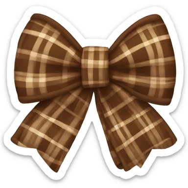 Brown plaid bow sticker