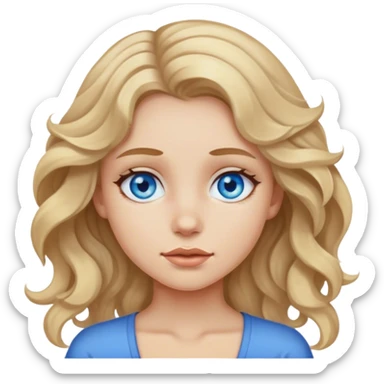 girl with slightly dirty blonde wavy hair with blue eyes sticker