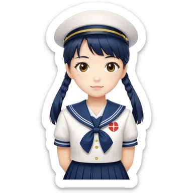 Cute Japanese high school girl in traditional sailor uniform with pleated skirt sticker