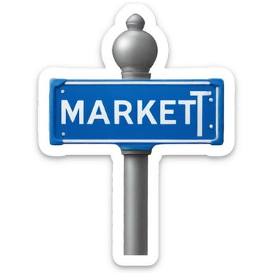 Street sign that says MARKET in blue sticker