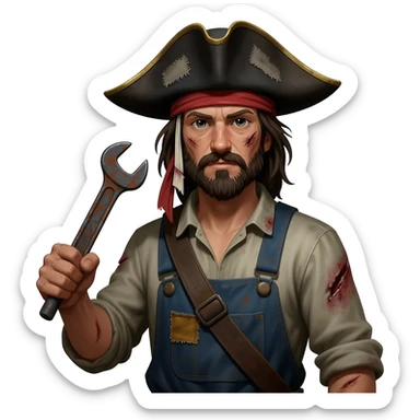 pirate factory worker sticker